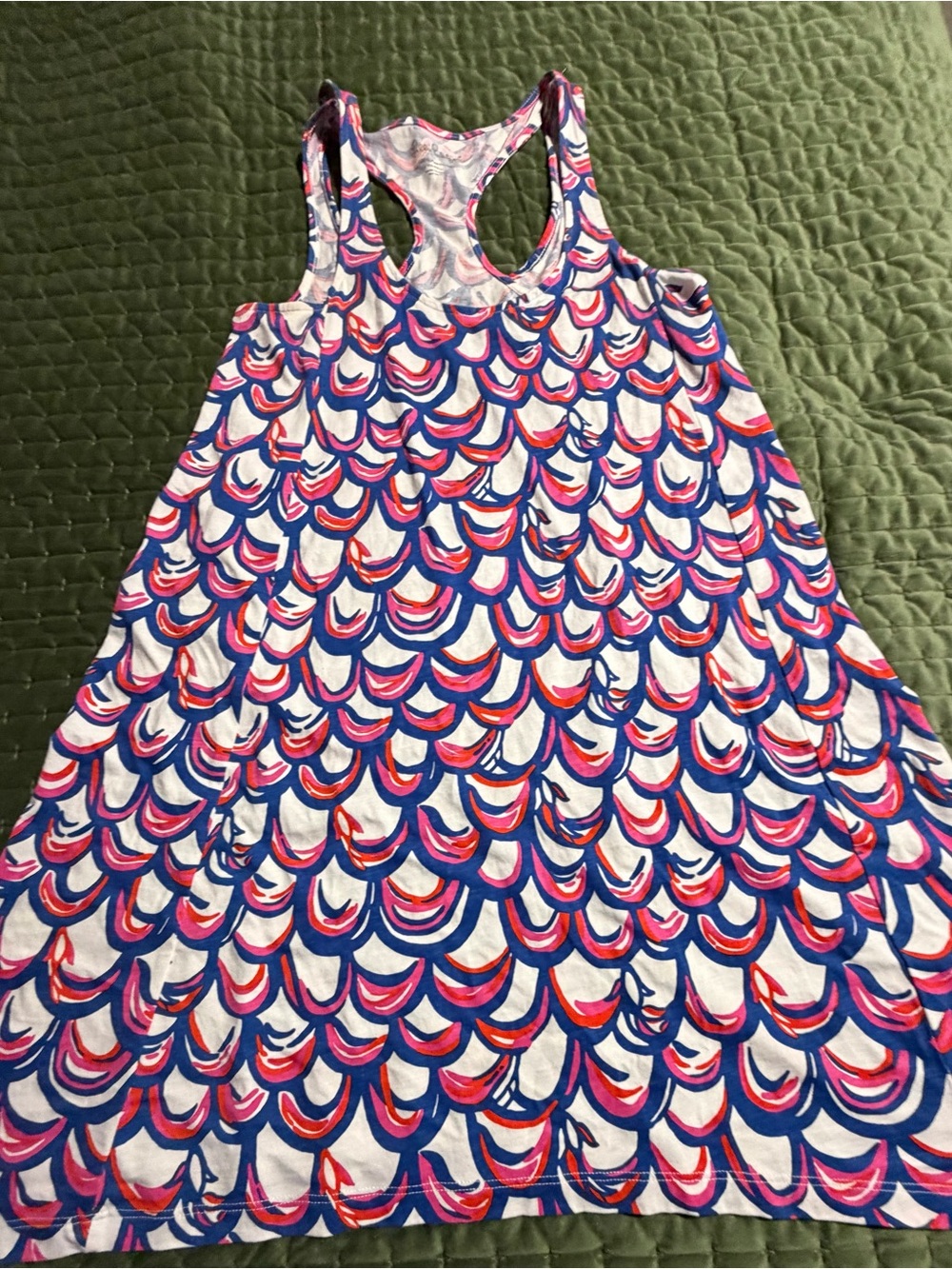 Lilly Pulitzer Monterey Racerback Tank Dress the Gillty" fish scale pattern XS